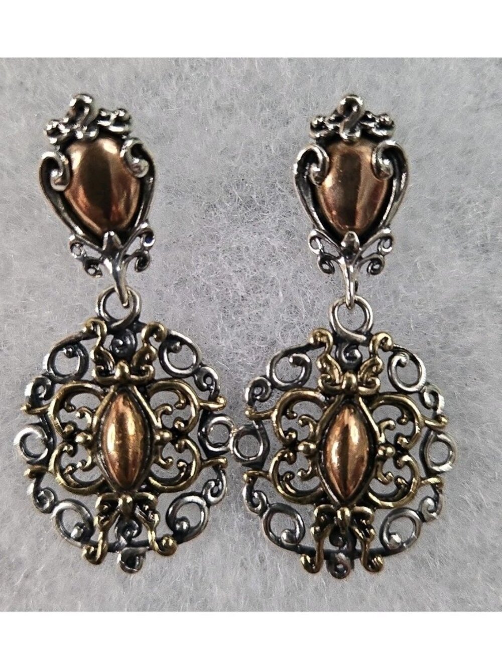 Vintage Carolyn Pollack Sterling Silver .925 Gold Plated Dangle Earrings